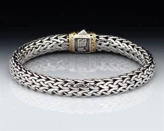 John Hardy Tribal Weave 18K And Sterling Bracelet