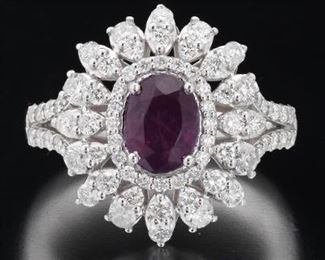 Kashmir PinkPurple Sapphire and Diamond Ring, GIA Report 