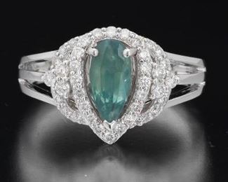 Ladies 1.00 Carat Alexandrite Chrysoberyl and Diamond Ring, GIA Report and GGA Lab 