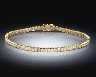 Ladies Gold and 4.14 Carat Diamond Tennis Bracelet 