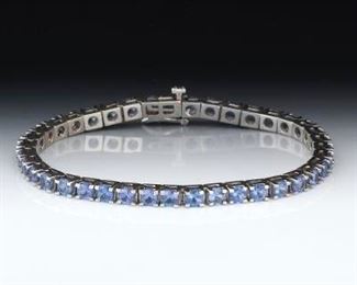 Ladies Gold and Tanzanite Tennis Bracelet 