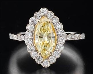 Ladies 1.31 Carat Fancy Yellow Diamond Ring 