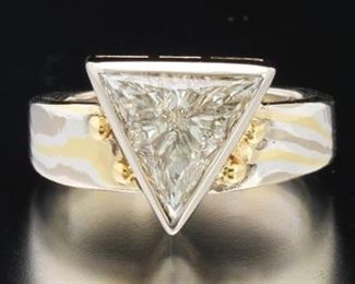 Ladies 1.79 Carat Trillion Cut Diamond Ring 