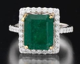 Ladies 5.41 Carat Emerald and Diamond Ring, GIA Report 