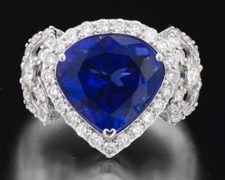 Ladies 7.91 Carat Tanzanite and Diamond Ring 
