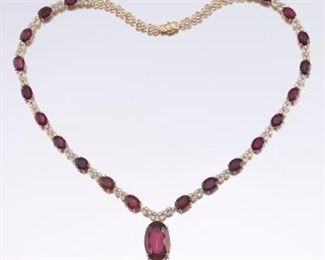 Ladies 40.92 Carat Tourmaline and Diamond Necklace, AIGL Report 