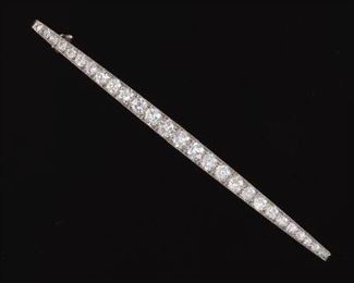 Ladies Art Deco Platinum and Diamond Bar Pin 