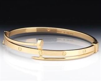 Ladies Cartier Style Gold Bangle, Inspired by Juste un Clou and Love Collections