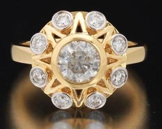Ladies Diamond Cluster Ring, GGA Report 