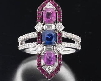 Ladies Gemstone and Diamond Ring 