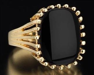 Ladies Gold and Black Onyx Ring 