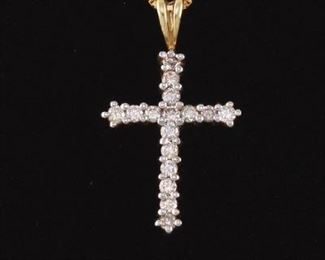 Ladies Gold and Diamond Cross on Chain 