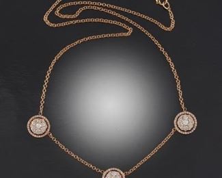 Ladies Gold and Diamond Disk Necklace 