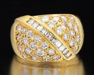 Ladies Gold and Diamond Dome Ring 