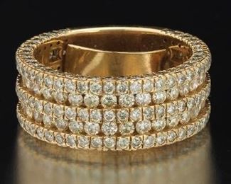 Ladies Gold and Diamond Eternity Wide Band 