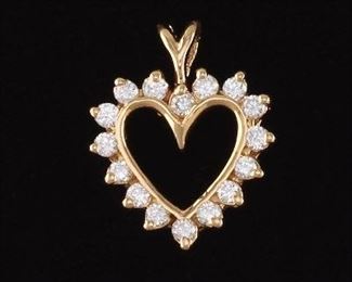 Ladies Gold and Diamond Heart Pendant 