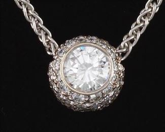 Ladies Gold and Diamond Slider on Chain 