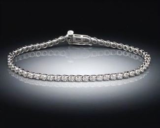 Ladies Gold and Diamond Tennis Bracelet 