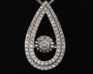 Ladies Gold and Diamond Tremblant Slider on Chain 