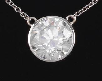 Ladies Gold and Diamond Solitaire Necklace 