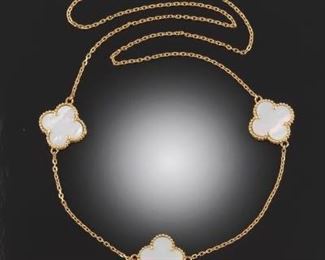 Ladies Gold and MotherofPearl VCA Alhambra Style Necklace 