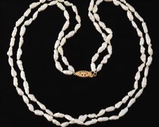 Ladies Gold and Pearl Double Strand Necklace 