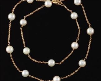 Ladies Gold and Pearl Maria Medici Style Necklace 