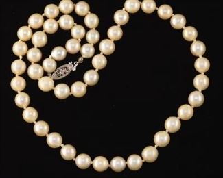 Ladies Gold and Pearl Necklace 