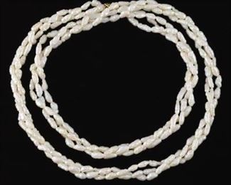 Ladies Gold and Pearl ThreeStrand Necklace 