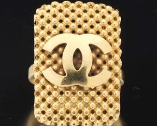 Ladies Gold Chanel Style Logo Ring 