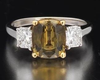 Ladies Gold, Alexandrite and Diamond Ring 