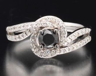 Ladies Gold, Black and White Diamond Ring 