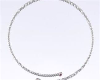 Ladies Gold, Burmese Ruby and Diamond Flex Collar Necklace 