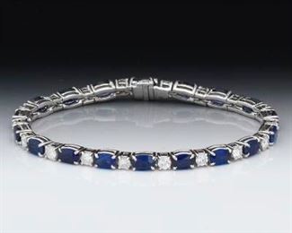 Ladies Good, Blue Sapphire and Diamond Tennis Bracelet 