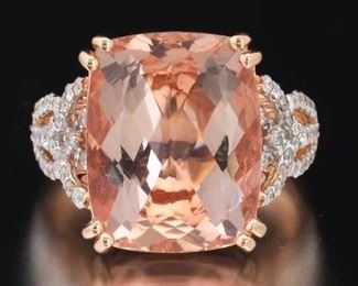 Ladies Morganite and Diamond Ring, GAL Report 