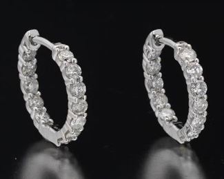 Ladies Pair of Gold and Diamond InandOut Hoops 