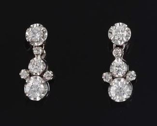 Ladies Pair of Gold and Diamond Earrings 