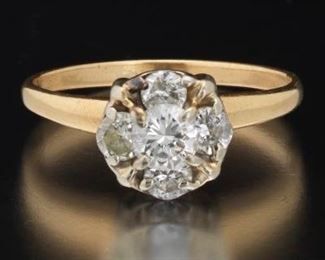 Ladies Retro Gold and Diamond Ring 