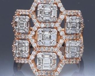 Ladies Rose Gold and Diamond Ring 