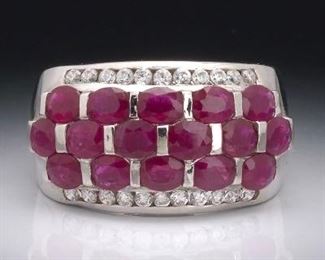 Ladies Ruby and Diamond Band 