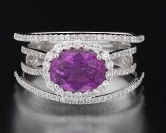 Ladies Sapphire and Diamond Ring, GIA Report 