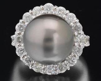 Ladies Tahitian Pearl and Diamond Ring, AIG Report 