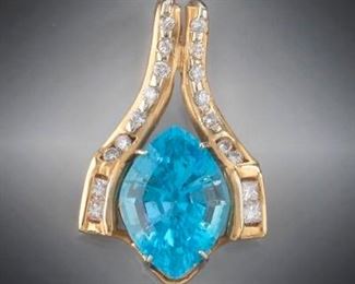Ladies Topaz and Diamond Pendant 