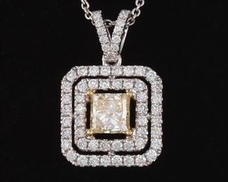 Ladies TwoTone Gold and Diamond Pendant on Chain 