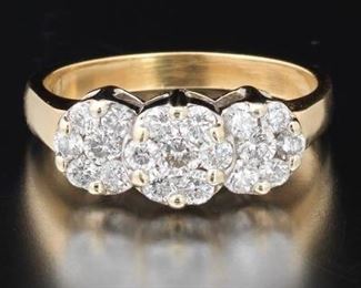 Ladies TwoTone Gold and Diamond Cluster Ring 