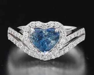 Ladies Unheated Sapphire and Diamond Ring, GIA, and AIGL Report 
