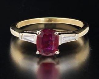 Ladies TwoTone Gold, Ruby and Diamond Ring 
