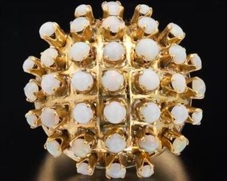 Ladies Vintage Gold and Opal Sutnik Dome Ring 