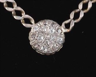 Ladies Platinum, Diamond and Sterling Silver Chain Necklace 