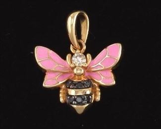 LeVian Gold, Diamond and Enamel Bumblebee Pendant 